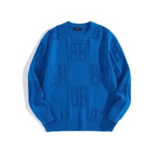 plus会员：太平鸟男装 秋季保暖圆领男士毛套衫B2EBD1112 蓝色 XL