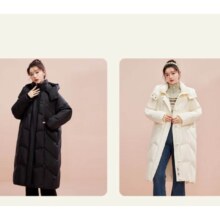 雪中飞  新款分格充绒女士长款加厚连帽羽绒服 多色多码