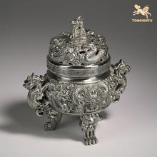 铜师傅 《龙纹香炉》客厅桌面铜摆件 家居装饰工艺品
