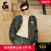 杰克琼斯 杰克·琼斯（JACK&JONES）秋冬新款男装衣服棉衣飞行夹克男保暖宽松连帽短款棉服外套男士 黑橄榄E06 170/92A/S