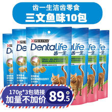 齿一生 猫零食Dentalife 猫饼干成猫洁齿磨牙预防牙结石逗趣奖励 临期齿一生三文鱼50g*10包