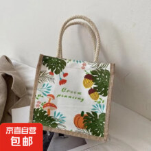 国潮帆布包女 麻布手提包