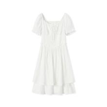 Semir 森马 设计感绑带木耳边裙子女夏复古宫廷风连衣裙
