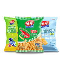 20点、plus会员：亲亲鲜虾条240g（虾条+虾片+洋葱圈）膨化休闲零食大礼包*3件
