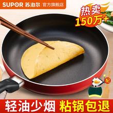 百亿补贴：SUPOR 苏泊尔 无油烟平底锅不粘锅炒菜锅家用煎烙饼多功能燃气电磁炉通用 24CM无盖燃气明火专用