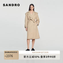 Sandro 新款女装经典法式气质长款系带风衣外套SFPOU00519 米黄色 38