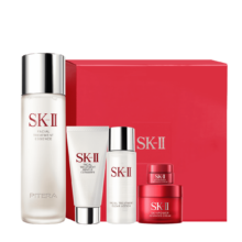 唯品会明天上午10点开抢：SK-II 紧致护肤套装 护肤精华露（神仙水）75ml+大红瓶15g+清莹露30ml+眼霜2.5g+洁面20g