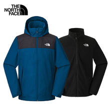 THE NORTH FACE 北面 秋冬新款北面冲锋衣男户外运动抓绒内胆防水保暖三合一 深蓝外壳+黑色抓绒内胆 XXL