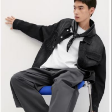 plus会员：GXG男装 渐变水洗牛仔夹克24秋季新品 黑色