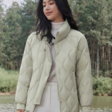 PLUS会员：BOSIDENG 波司登 女士轻薄中长款立领马克龙色（多色可选）