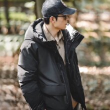 plus:马登工装 山系鸭绒立领连帽羽绒服户外保暖加厚机能外套