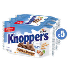 88VIP会员：Knoppers 优立享 德国进口knoppers牛奶榛子巧克力威化饼干75gX5组休闲零食