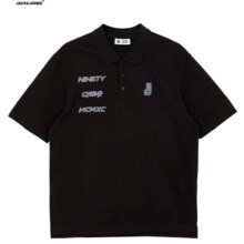 PLUS会员：JACK&JONES 杰克琼斯 男士休闲宽松POLO衫 223106 黑色