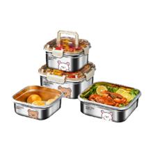 沃德百惠 304不锈钢小熊保鲜盒食品级饭盒密封盒外带野餐盒冰箱水果便当盒 1.6