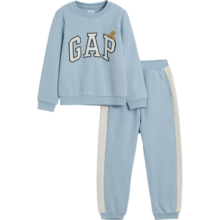 Plus会员 再降价：Gap女幼童冬季款LOGO加绒分体运动两件套836871儿童装套装 浅蓝色