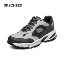 斯凯奇（Skechers）男鞋休闲鞋 男士户外运动鞋复古拼接厚底增高老爹鞋 237145 灰色/黑色/GYBK 42.5