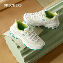 plus会员：Skechers 斯凯奇 女鞋小白熊运动软底老爹鞋女99999863 白色/绿色