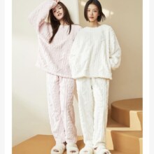 PLUS会员：幸棉LUCKMEEY 珊瑚绒家居服套装 多色