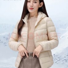 雪中飞轻薄款连帽羽绒服女春秋季防寒保温简约百搭款羽绒衣美拉德系外套