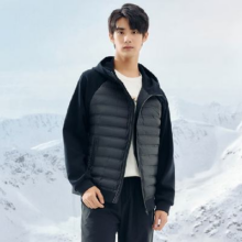 PLUS会员、概率券：SNOWFLYING 雪中飞 男士连帽休闲短款羽绒服外套 鹅绒 黑色