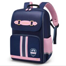 第九城堡 书包小学生女生护脊儿童书包1-3-6年级英伦风男孩减负双肩背包 *2件