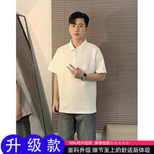 男士polo衫2024夏季宽松简约休闲半袖上衣ins小众翻领短袖t恤纯棉