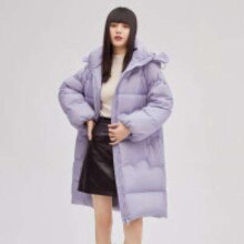 艾莱依 长款收腰加厚连帽抽绳羽绒服 6021401234