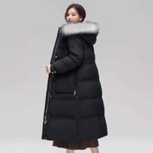 PLUS会员：YAYA 鸭鸭 女士羽绒服 过膝长款大毛领连帽加厚外套 3款可选