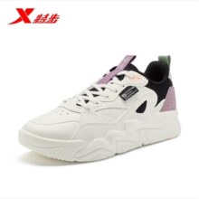 特步 女鞋板鞋2023春季新款 帆白/黑/紫藤色 35