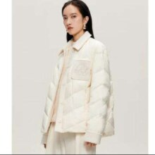 plus会员：PEACEBIRD 太平鸟 女装衬衫式拼接绗缝轻薄羽绒服 短款外套