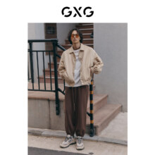 PLUS会员：GXG 男士仿麂皮简约撞色夹克外套 2023年春季新款
