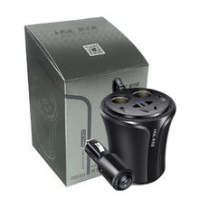 康赟 汽车用品 逆变器带电压监测功能杯充车载充电器一拖二 黑色