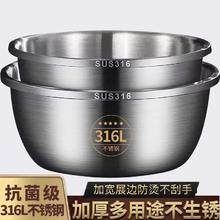 CHINOE 中诺 316不锈钢盆食品级加深加宽厨房打蛋和面盆特厚汤盆 18cm+20cm