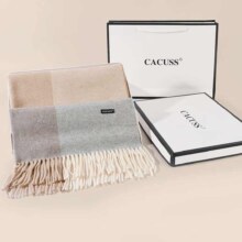 PLUS 会员： CACUSS围巾 女 百搭双面保暖羊毛围脖两用外搭披肩 礼盒装