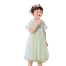 plus会员：巴拉巴拉 女童连衣裙 2024夏装国风汉服襦裙 宝宝网纱裙