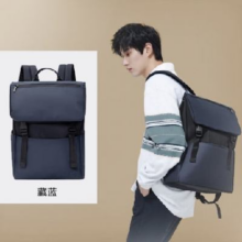 PLUS会员：京东京造 休闲通勤双肩包 翻盖背包 蓝色