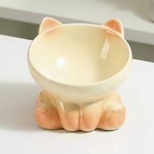 伸手猫碗：聚宠一生 渐变猫碗陶瓷