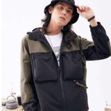 PLUS会员:金利来（Goldlion）g+ 男士夹克 秋冬季拼色尼龙外套 卡其绿