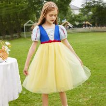 ASK junior 女童连衣裙2024夏薄款新中式短袖儿童甜美网纱公主裙表演服
