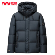 鸭鸭（YAYA）羽绒服男短款2024年冬季新款纯色连帽加厚休闲保暖面包服外套DY
