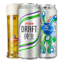 plus会员：TSINGTAO 青岛啤酒 纯生炫兔罐 500mL 12罐（送蒜香鸭头）+凑单