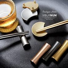 瑶华 304不锈钢筷架托家用创意纯铜筷子托日式餐厅酒店金色摆台架 304不锈钢-半月粉色筷架
