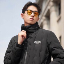 卡宾男装 90鸭绒羽绒服秋冬新款无异味立领外套保暖刺绣A 煤黑色01 50/175/L