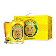 Plus会员：广氏菠萝啤饮料菠萝啤酒无酒精果啤饮料 330ml*12罐 礼盒装