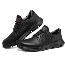 PLUS会员: 斯凯奇（Skechers）男士皮鞋一脚蹬轻质缓震商务休闲皮鞋204702  BBK全黑色