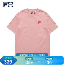 FILA FUSION斐乐官方情侣短袖T恤男女装夏季圆领多色上衣宽松男女服装 青春粉-PK 170/92A/M