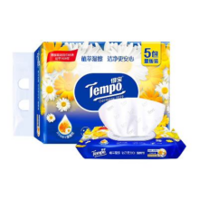 88vip：Tempo/得宝湿厕纸胶盖款洋甘菊湿纸巾女经期可用家庭装40片*5包