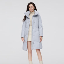 再降价、PLUS会员：BOSIDENG 波司登中长款鹅绒羽绒服女 B20144172 雪雾蓝5637