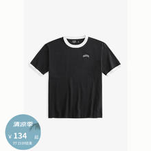 HOLLISTER 24夏新款美式情侣撞色边饰重磅T恤 男女 KI323-4041 黑色 XL (180/116A)