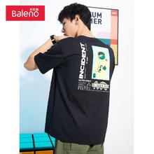 Baleno 班尼路 T恤男潮流时髦太空主题印花短袖潮酷街头风青春运动风棉质上衣 001A M